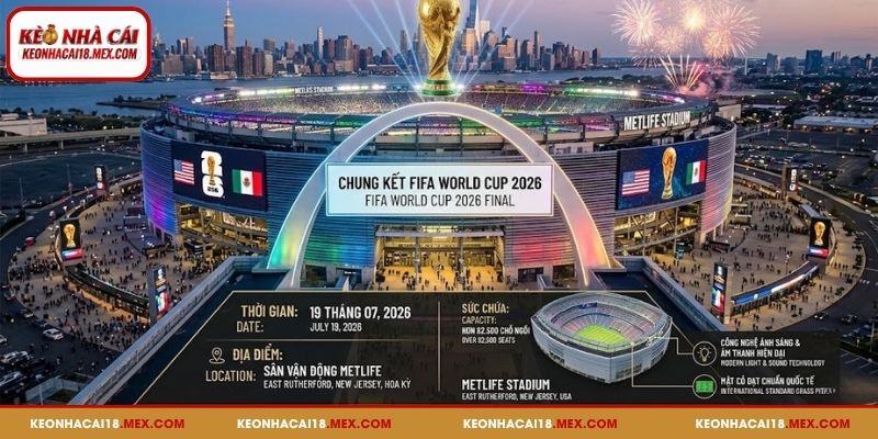 Chung kết World Cup 2026 vào ngày 19/7 tại sân vận động MetLife
