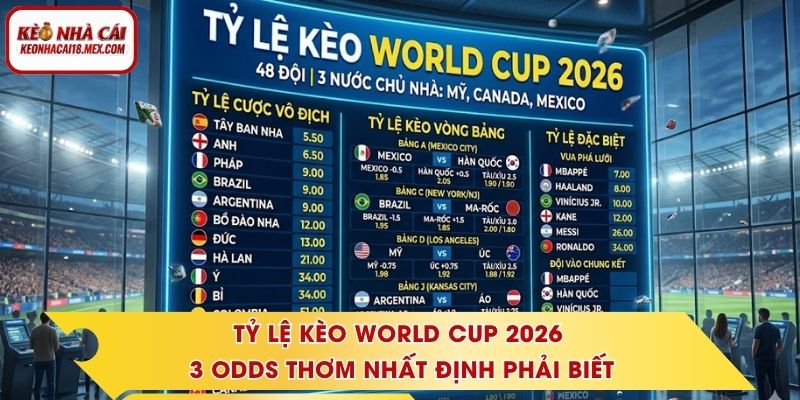 Tỷ Lệ Kèo World Cup 2026 - 3 Odds Thơm Nhất Định Phải Biết